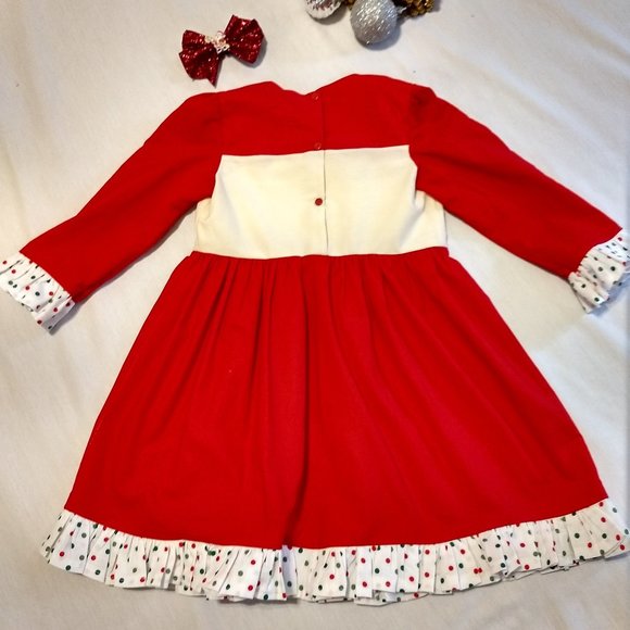 Santa Appliqued Twirl Dress & Matching Hairbow - Picture 5 of 7